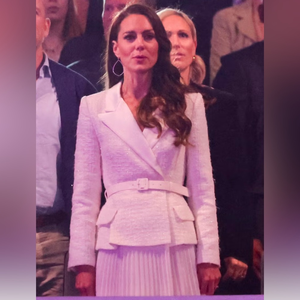 Self Portrait white boucle dress with chiffon skirt